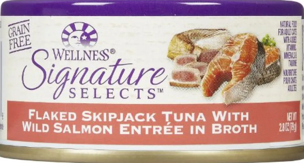 Wellness Core Signature Selects Grain-Free Flaked Skipjack Tuna and Wild Salmon Entrée Canned Cat Food - 2.8 Oz - Case of 12