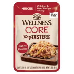 Wellness Core Tiny Tasters Grain-Free Chicken and Beef in Gravy Adult Wet Cat Food Pouch - 1.75 Oz - Case of 12