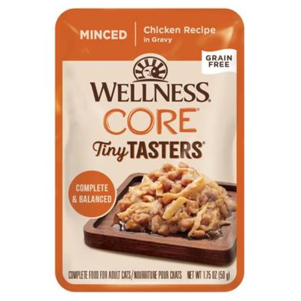 Wellness Core Tiny Tasters Grain-Free Minced Chicken in Gravy Adult Wet Cat Food Pouch - 1.75 Oz - Case of 12