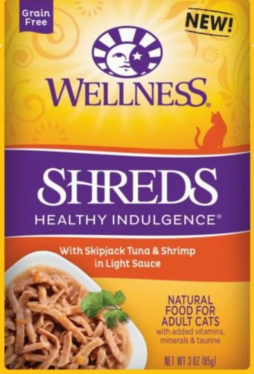Wellness Healthy Indulgence Natural Grain Free Shreds with Tuna and Shrimp in Light Sauce Cat Food Pouch