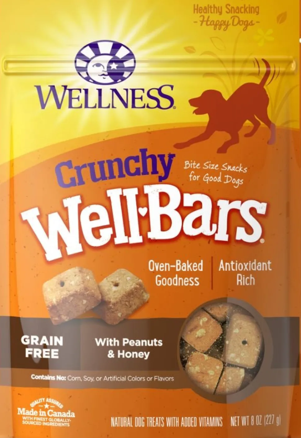 Wellness Natural Grain Free Wellbars Crunchy Peanut and Honey Recipe Dog Treats