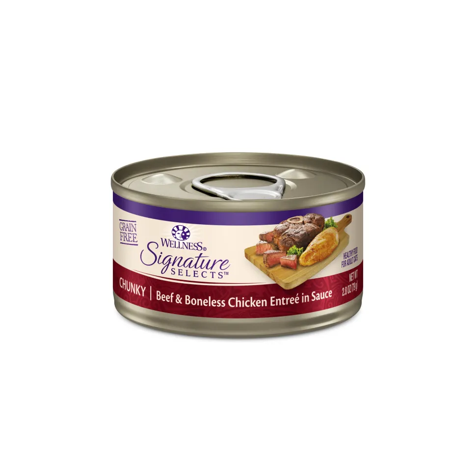 Wellness Signature Selects Grain Free Natural Beef and White Meat Chicken Entree in Sauce Wet Canned Cat Food