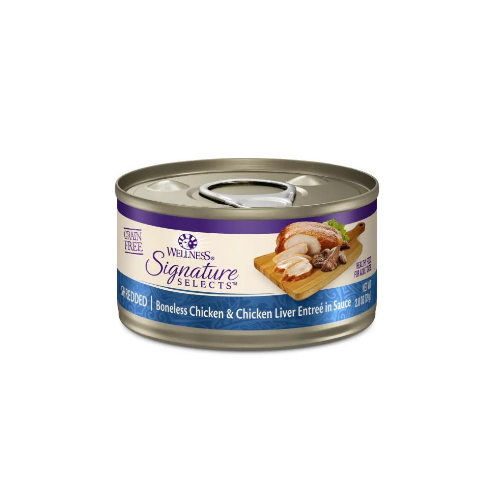 Wellness Signature Selects Grain Free Natural White Meat Chicken and Chicken Liver Entree in Sauce Wet Canned Cat Food