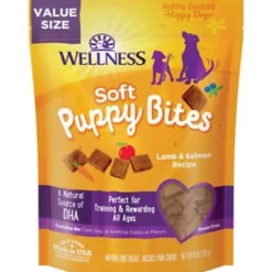 Wellness Soft Puppy Bites Lamb and Salmon Soft and Chewy Dog Treats - 8 Oz - Case of 8