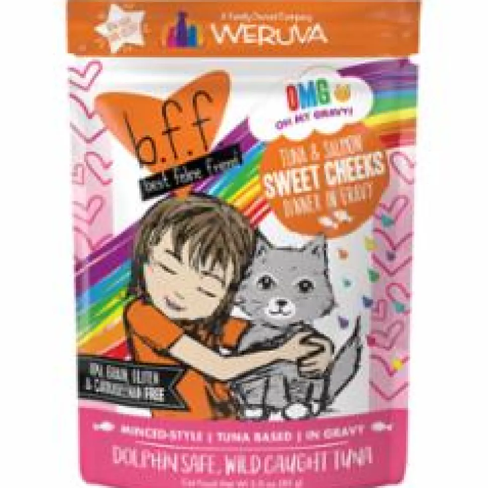 Weruva BFF OMG SWEET CHEEKS Tuna Salmon Wet Cat Food - 3 Oz Pouch - Case of 12