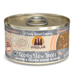 Weruva Goody Stew Shoes Chicken and Salmon Canned Cat Food - 2.8 Oz - Case of 12