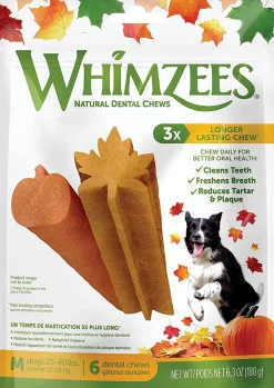 Whimzees Fall Value Bag Medium Dental Dog Chews - 6.3 Oz - 6 Count