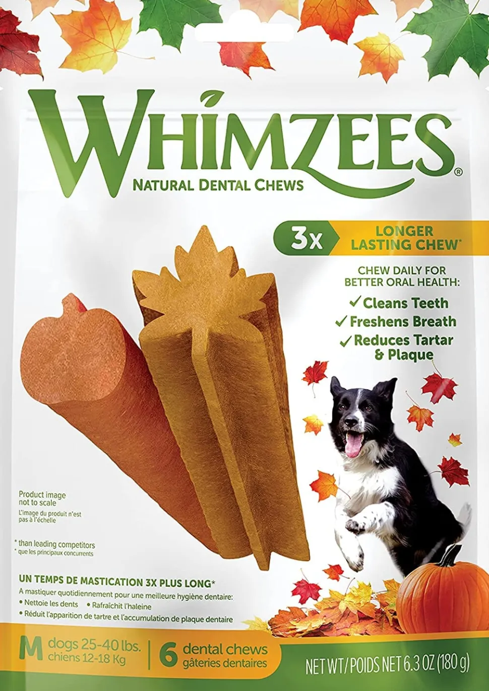 Whimzees Fall Value Bag Medium Dental Dog Chews - 6.3 Oz - 6 Count