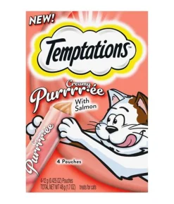 Whiskas Temptations Creamy Salmon Purree Cat Treats or Wet Cat Food - 10.1 oz - Case of 5