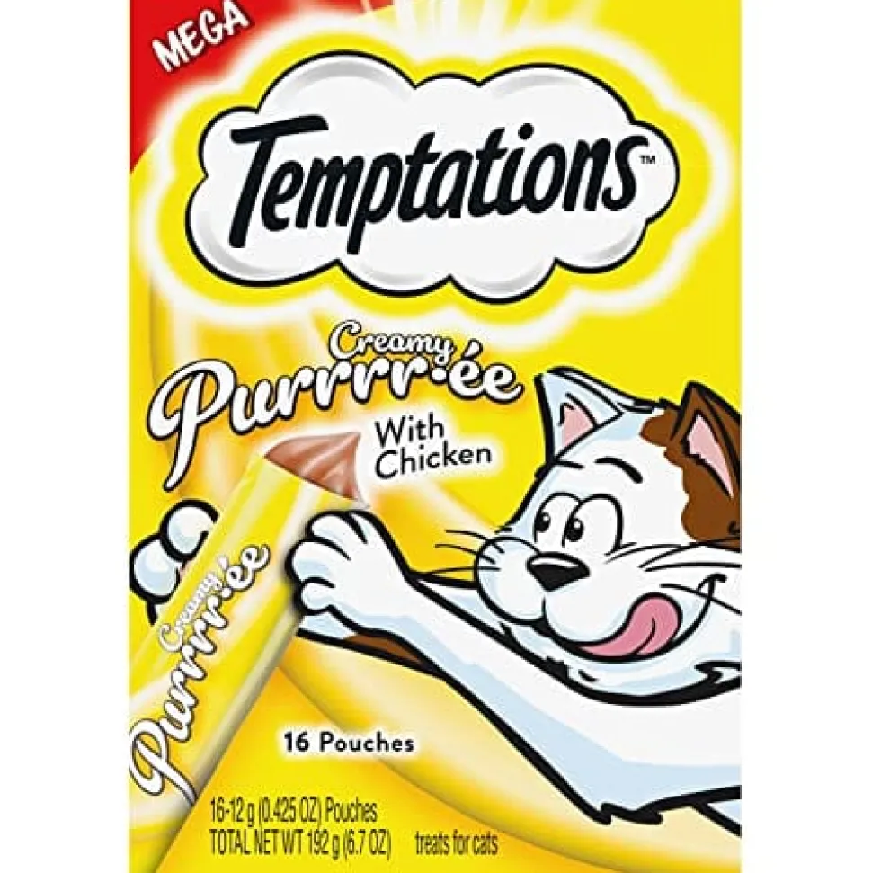 Whiskas Temptations Creamy Chicken Purree Cat Treats or Wet Cat Food - 6.7 oz - Case of 5