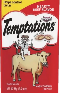 Whiskas Temptations Hearty Beef Soft and Crunchy Cat Treats - 3 oz