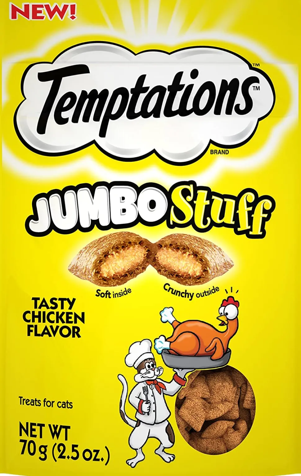 Whiskas Temptations Jumbo Stuffed Chicken Soft and Crunchy Cat Treats - 2.47 oz