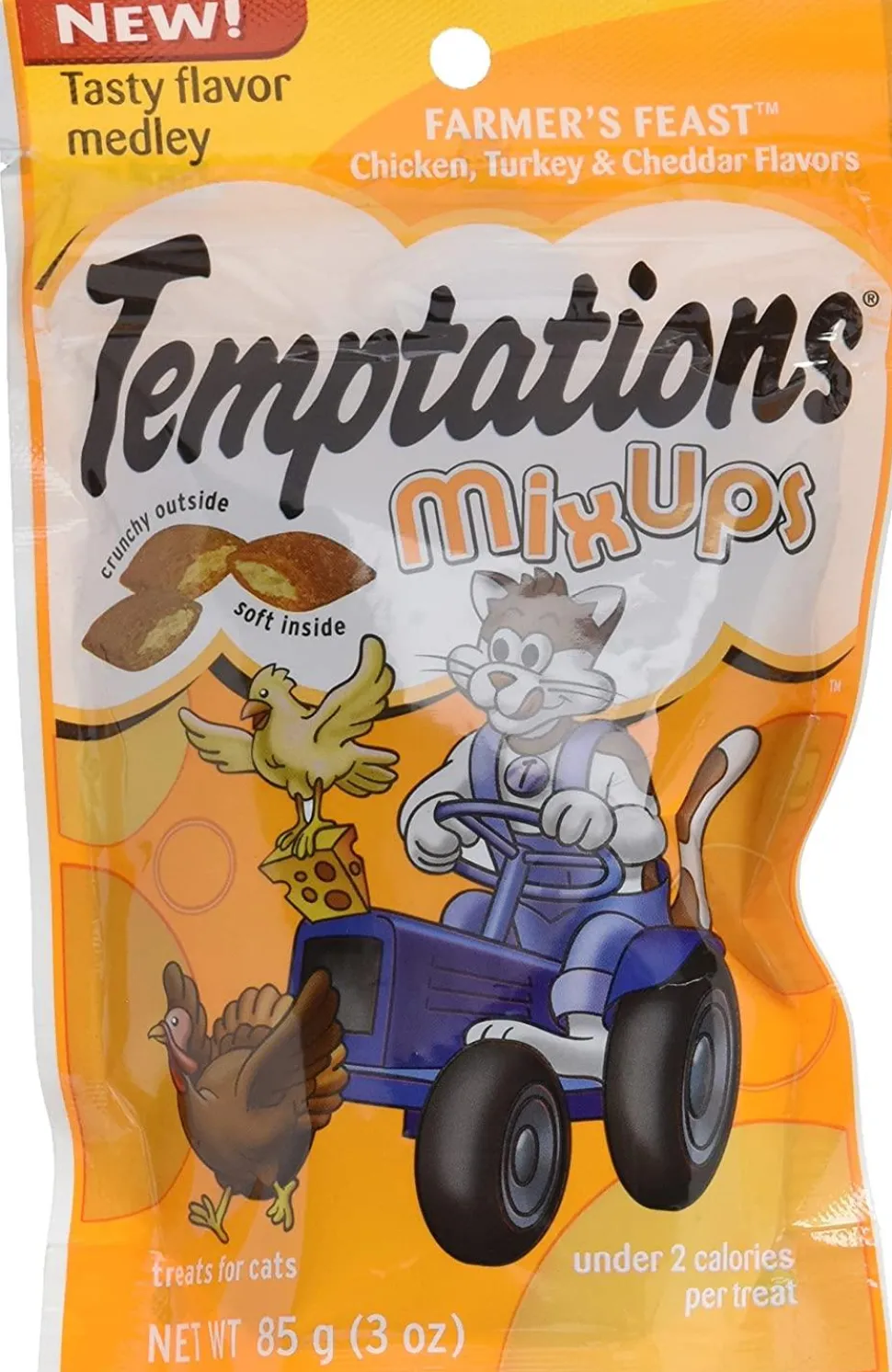 Whiskas Temptations MixUps Farmer's Feast (Ckn/Tky/Cheedar) Soft and Crunchy Cat Treats - 3 oz
