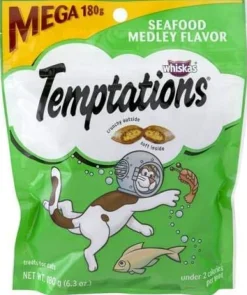 Whiskas Temptations Seafood Medley Soft and Crunchy Cat Treats - 6.35 oz