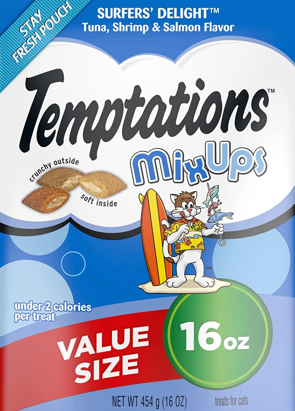 Whiskas Temptations Surfers Delight Soft and Crunchy Cat Treats - 16 oz