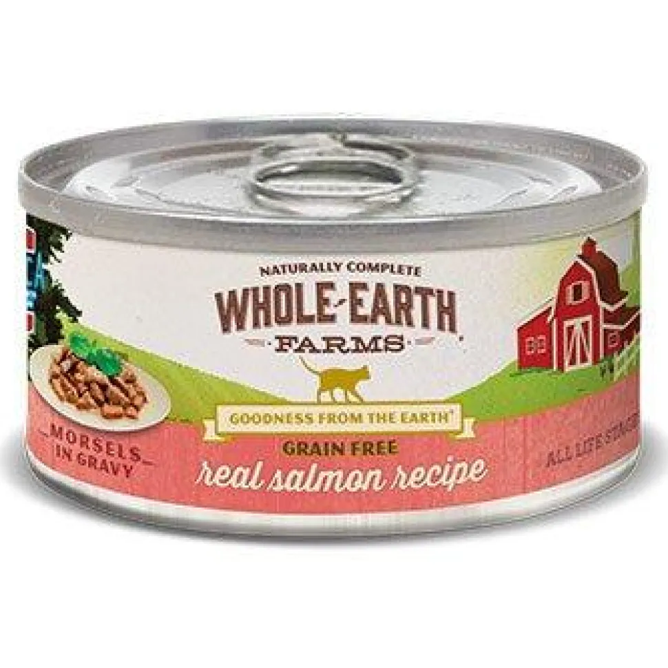 Whole Earth Farms Grain-Free Salmon Morsels in Gravy Recipe Canned Cat Food - 5 oz Cans - Case of 24