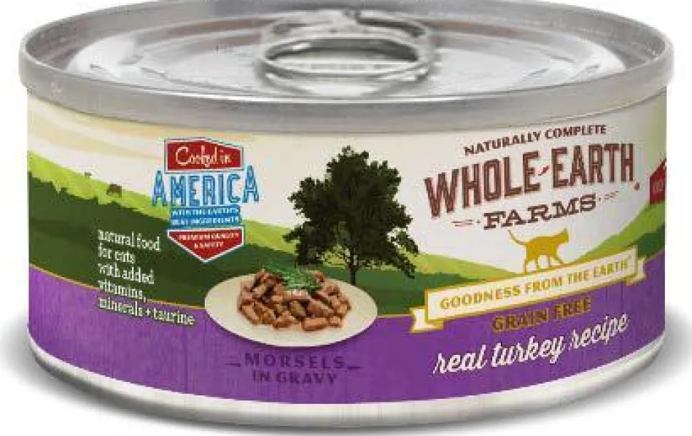 Whole Earth Farms Grain-Free Real Morsels in Gravy Turkey Canned Cat Food - 5 oz Cans - Case of 24