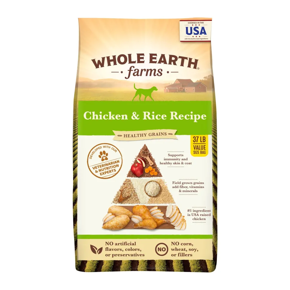 Whole Earth Farms Healthy Grains Chicken and Rice Dry Dog Food - 37 Lbs