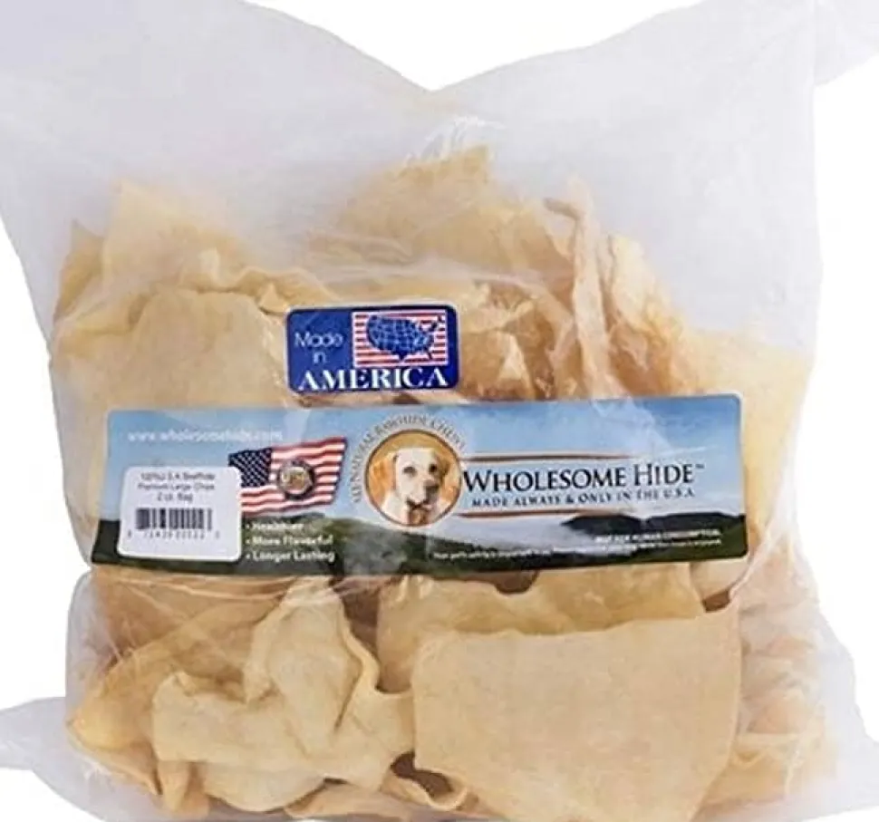 Wholesome Hide Large Beef Hide Chips Natural Dog Chews - 2 Lbs