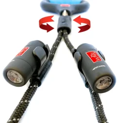 Wigzi Dual-Dog Walking with Dual-LED Lighting and Reflective Gel Handle Swivel Cable Dog Leash - Black - 4.5 Feet