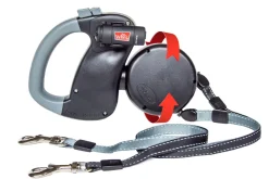 Wigzi Dual-Dog Walking with LED Light and Reflective Gel Handle Retractable Dog Leash - Small/Medium - Up to 10 Feet