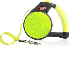 Wigzi Gel Handle Gripped Tape Retractable Nylon Dog Leash - Yellow - Medium - Up to 16 Feet