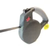 Wigzi Gel Handle Gripped Tape Retractable Nylon Dog Leash - Black - Small - Up to 16 Feet