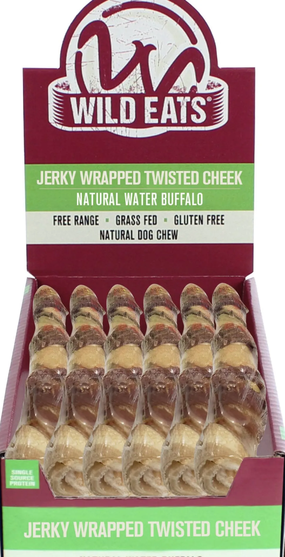 Wild Eats Twisted Cheek Natural Dog Chews - Buffalo - 8 - 9 In - 20 Count