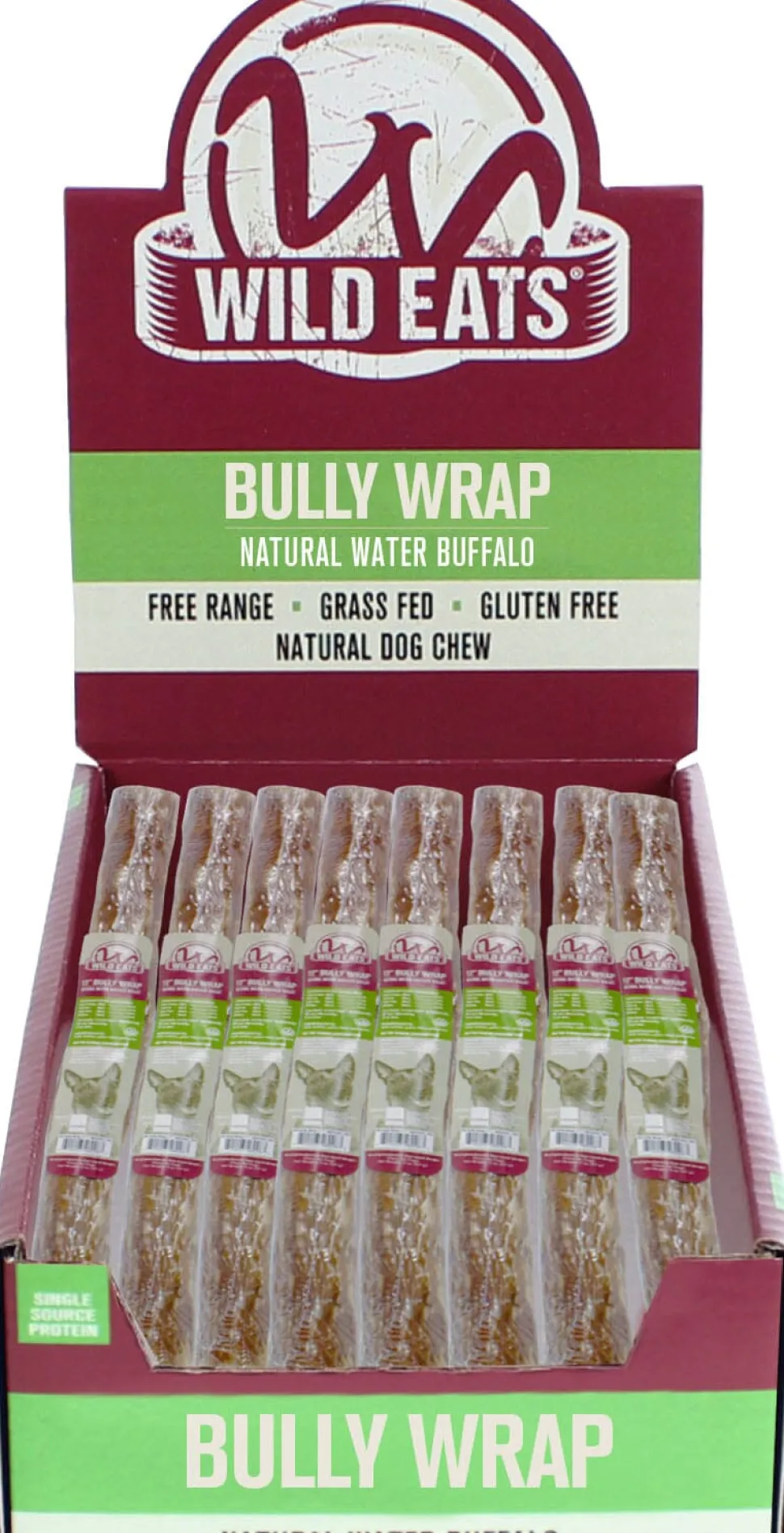 Wild Eats Water Buffalo Wrap Natural Dog Chews - Buffalo - 11 In - 24 Count