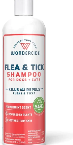Wondercide Flea & Tick Shampoo for Dogs and Cats - 12 Oz Liquid Shampoo - Peppermint