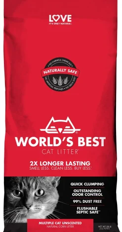 World's Best Cat Litter Corn Clumping Unscented Multi-Cat Litter - 28 Lbs