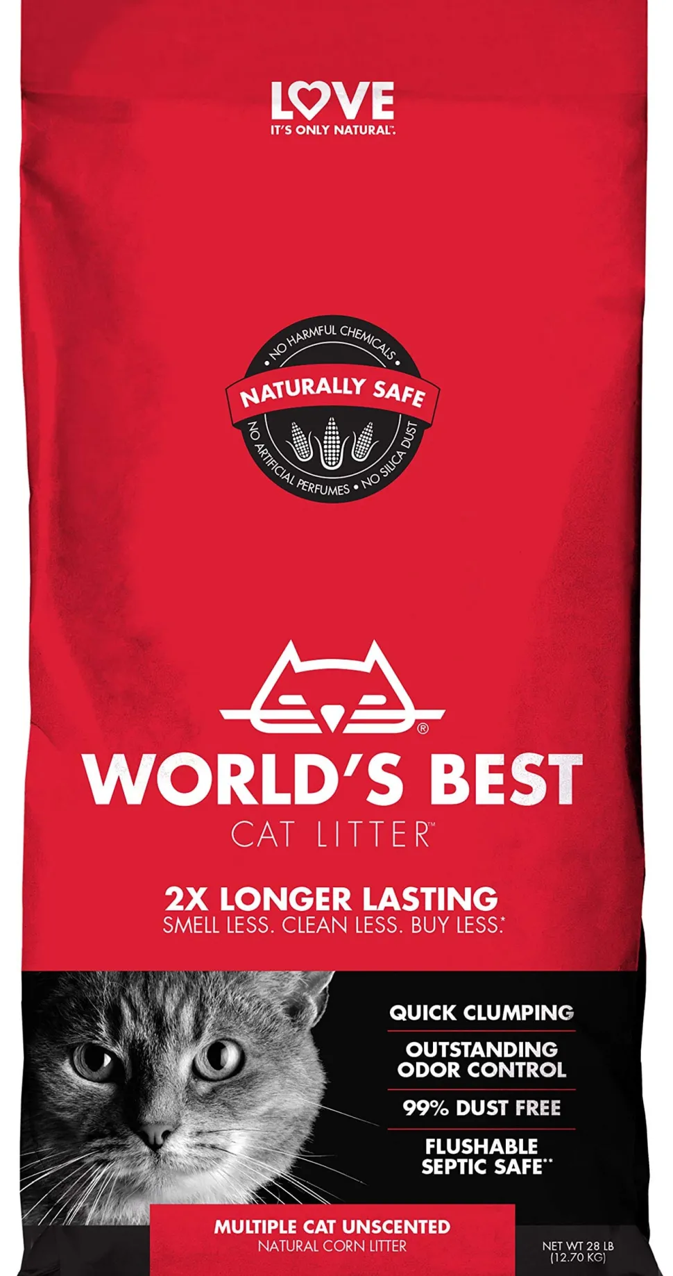 World's Best Cat Litter Corn Clumping Unscented Multi-Cat Litter - 28 Lbs