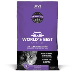 World's Best Cat Litter Corn Clumping Lavender Scented Multi-Cat Litter - 15 Lbs - Case of 3