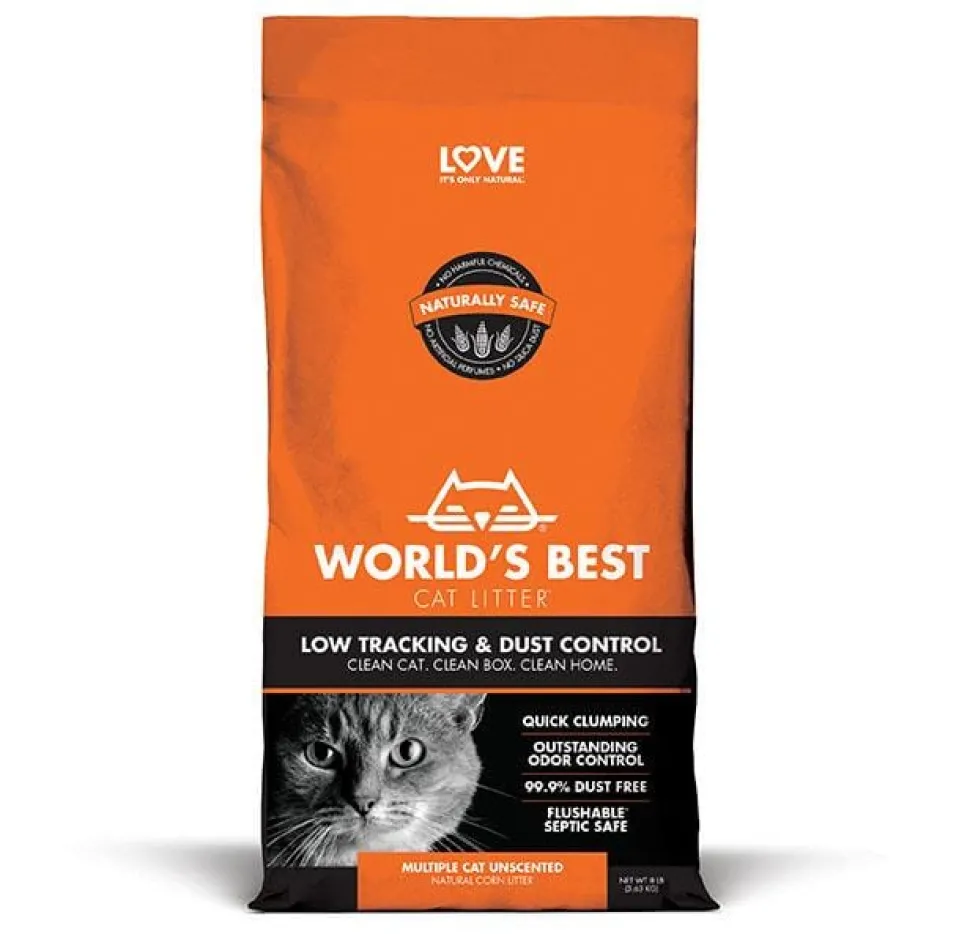 World's Best Cat Litter Corn Clumping Unscented Low Tracking Dust Control Multi-Cat Litter