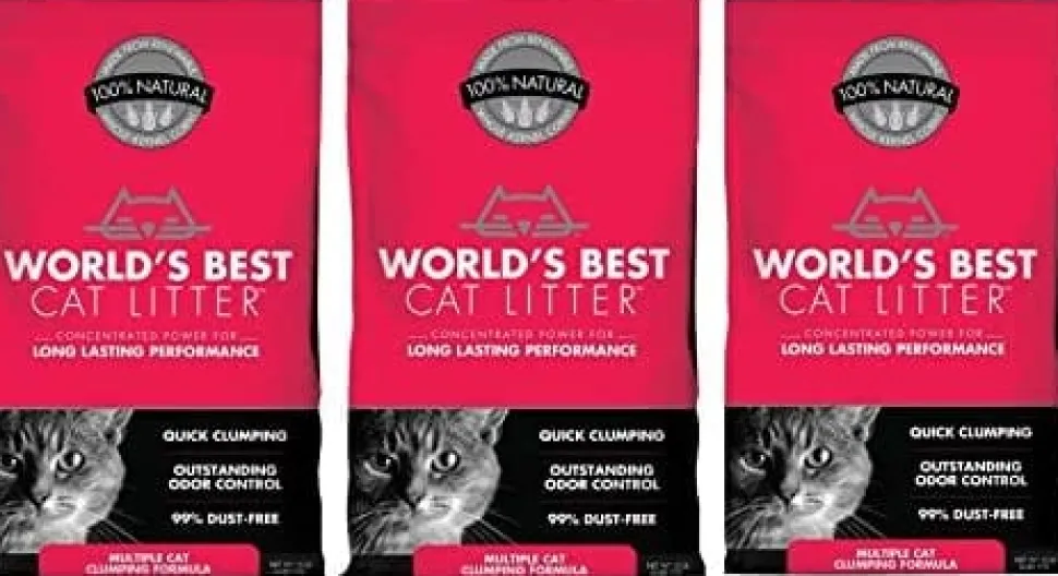 World's Best Cat Litter Green Bag Clumping Cat Litter - 15 Lbs - Case of 3