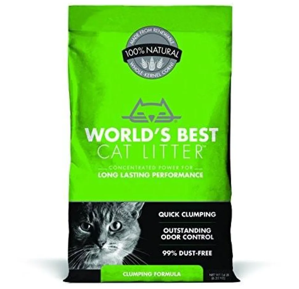 World's Best Cat Litter Green Bag Clumping Litter Cat Litter - 14 lb Bag - Case of 3