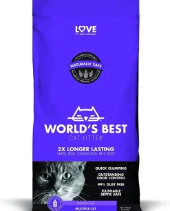 World's Best Cat Litter Multiple-Cat Lavender Scented Clumping Cat Litter - 15 Lbs - Case of 3