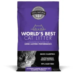 World's Best Cat Litter Purple Bag Multiple Cat Clumping Cat Litter - Lavender - 14 lb Bag - Case of 3