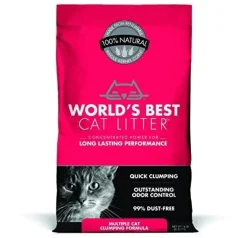 World's Best Cat Litter Red Bag Multi-Cat Multiple Cat Clumping Cat Litter - 14 lb Bag - Case of 3