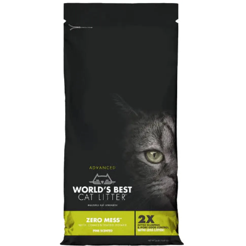 World's Best Cat Litter Yellow Bag Zero Mess Clumping Litter - Pine Scented Cat Litter - 6 lb Bag - 1 Bag