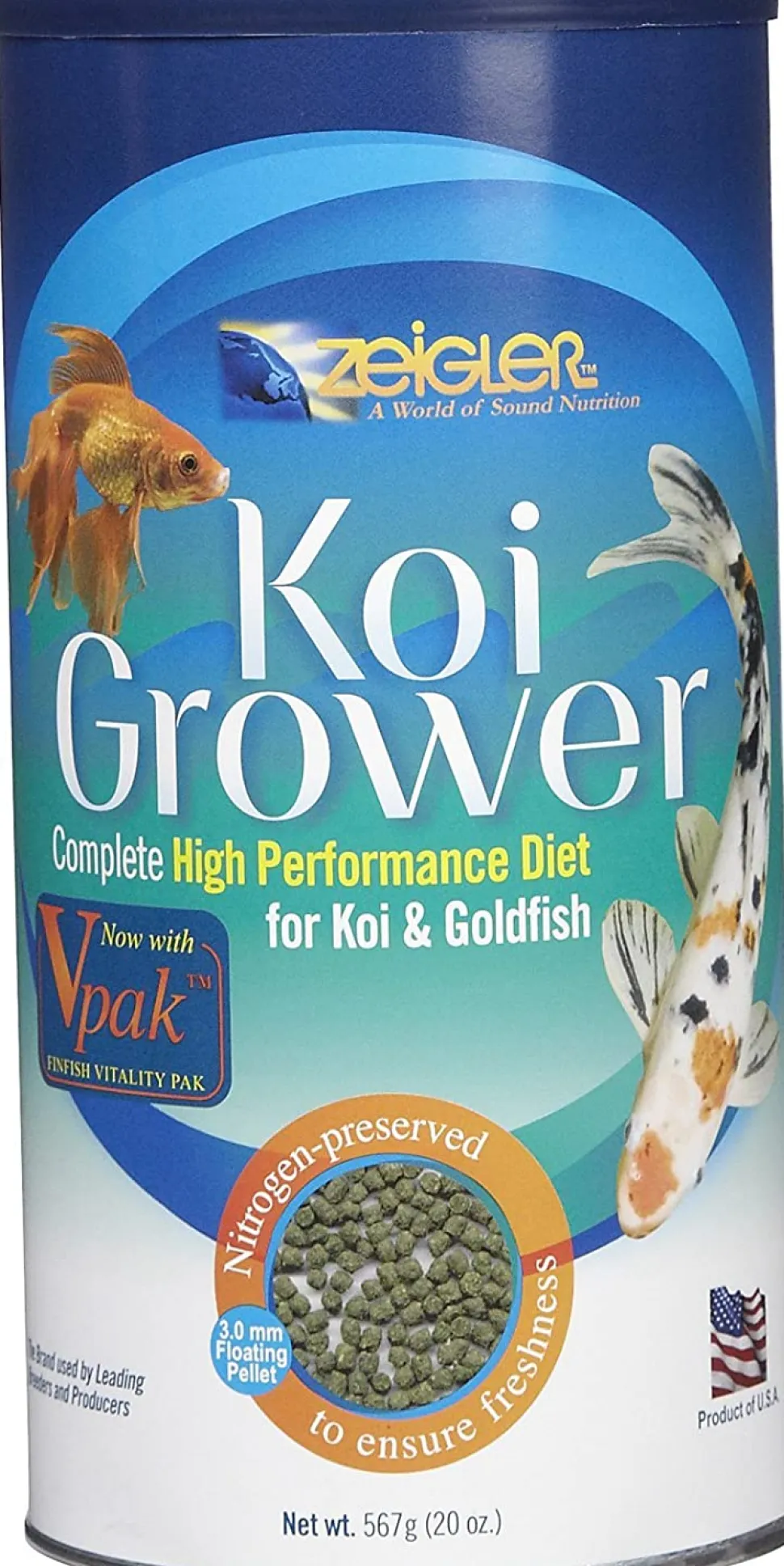 Zeigler Bros 1/8" Koi Grower Pond and Koi Fish Food - 20 oz