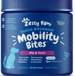 Zesty Paws Advanced Hip & Joint Mobility Bites Senior Recipe Chicken Soft Chews for Dogs