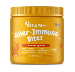 Zesty Paws Aller-Immune Alergy and Immune Support Bacon Flavor Soft Chew Cat Supplements - 60 Count