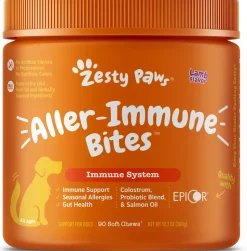 Zesty Paws Aller-Immune Bites for Seasonal Allergies Lamb Flavor Immune Function Sensitive Skin & Gut Health for Dogs