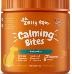 Zesty Paws Calming Anti Stress & Anxiety Bites Peanut Butter Soft Chews For Dogs