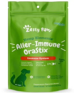 Zesty Paws Hemp Elements Aller-Immune OraStix Peppermint Flavor Dental Dog Treats - 12 Oz