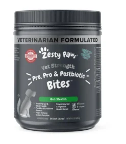 Zesty Paws Vet-Strength Pre-Post and Probiotic Bites Gut Health Support Chicken Flavor Soft Chew Dog Supplements - 90 Count
