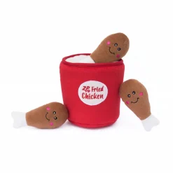 Zippy Paws Bucket of Chicken Burrow Interactive Hide-and-Seek Squeak and Plush Dog Toy