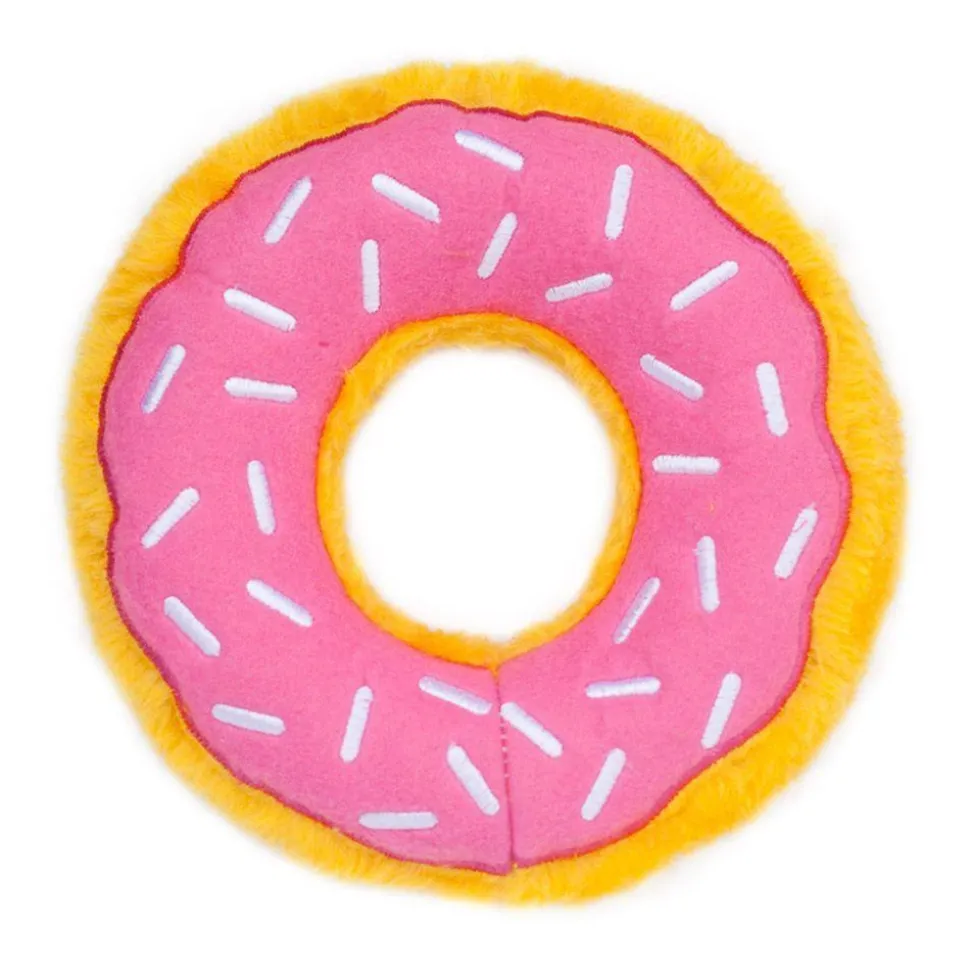 Zippy Paws Donutz Pink Strawberry Glazed with Sprinkles Squeak and Plush Dog Toy - Medium