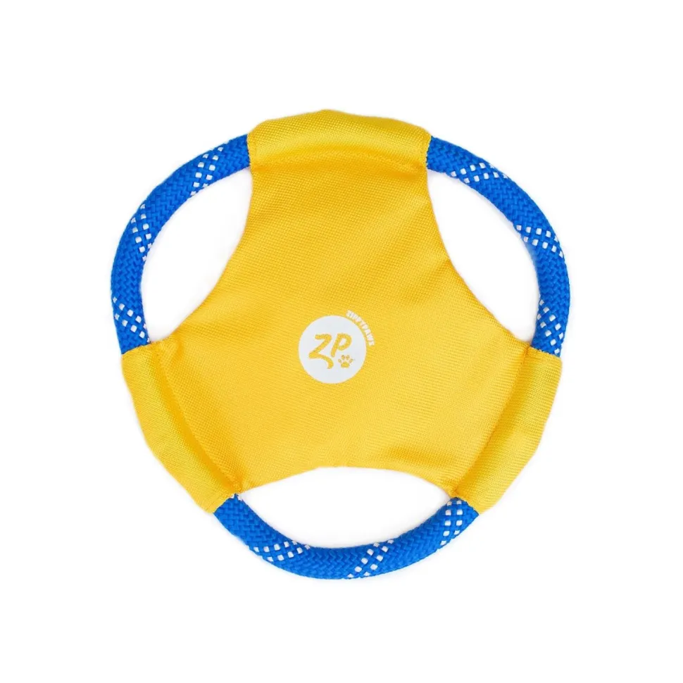 Zippy Paws Rope Gliderz Frisbee Fetch Nylon and Rope Dog Toy - Yellow - Medium